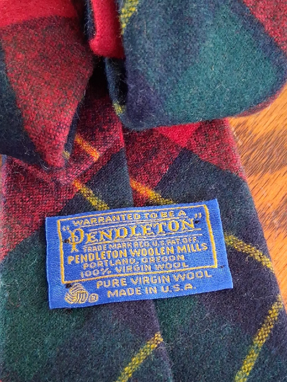 Vintage Pendleton Wool Classic Tartan Red Navy Yellow Plaid Neck Tie